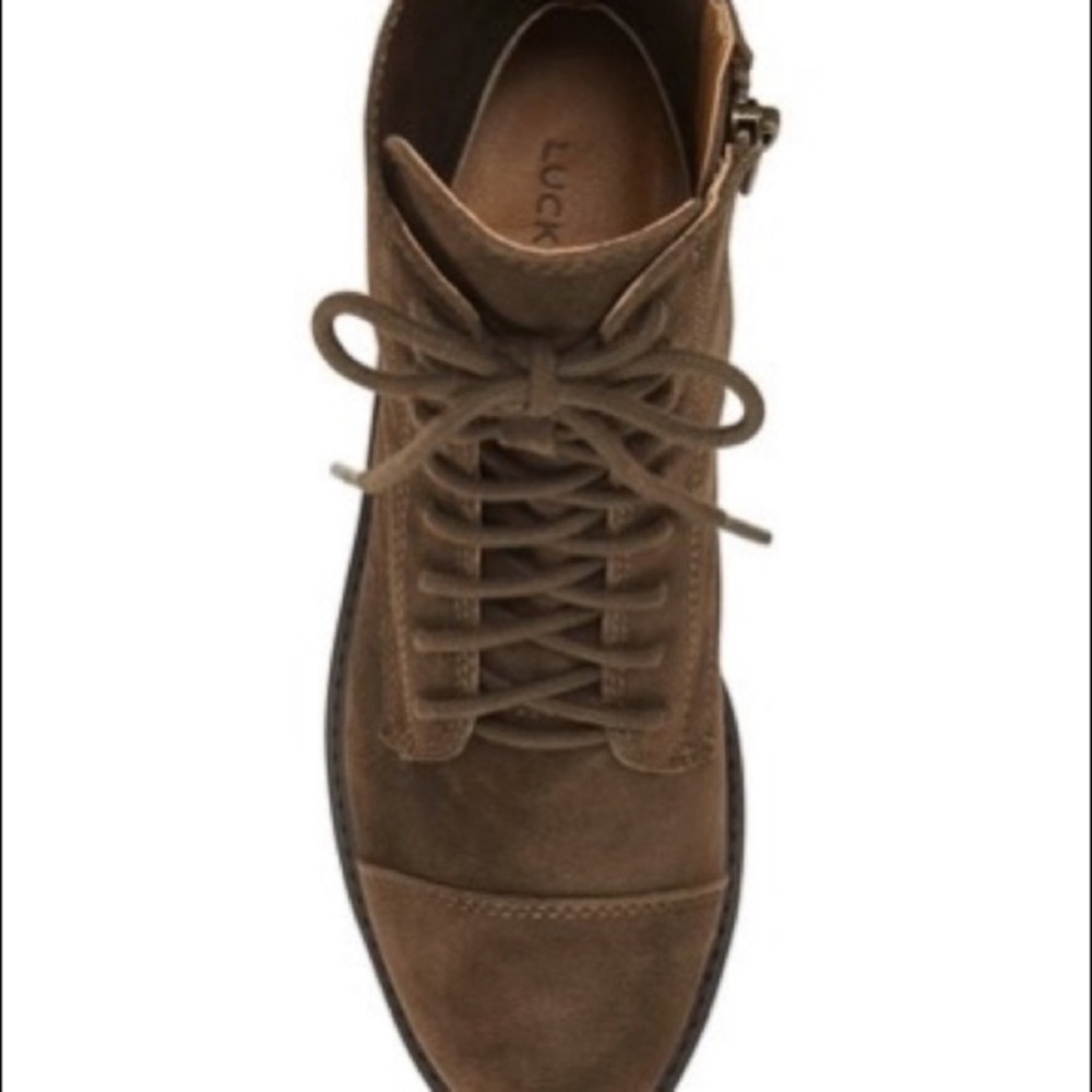 NWT Lucky Brand LP Ictus Olive Oiled Suede leather lace up Combat ankle boots 10 - Picture 10 of 17
